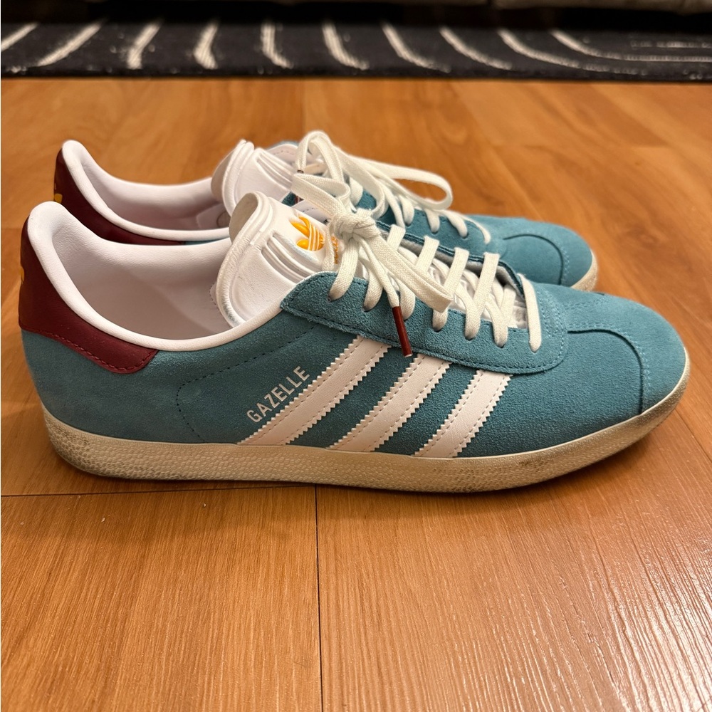 Adidas Gazelle Men's Teal and White Sneakers